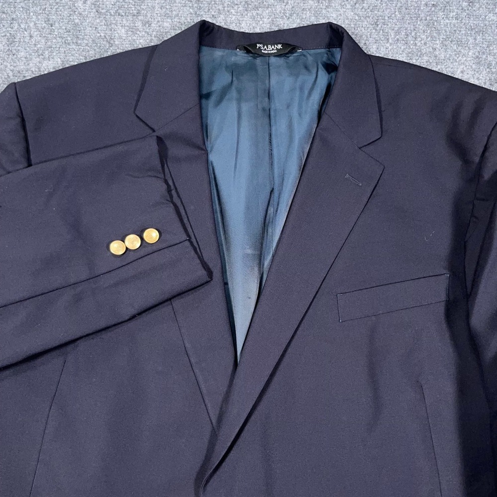 Jos. A. Bank Regal Fit Blazer Mens 52R 100% Wool Gold Button Navy Blue Old Money